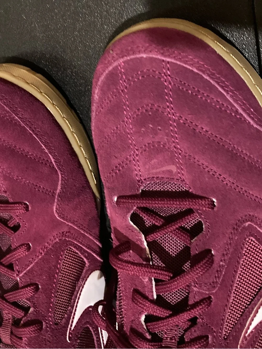 Nike Men’s Burgundy Suede Trainer with White Swoosh